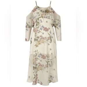 River Island Asymmetrical Floral Dress - Cream and Purple